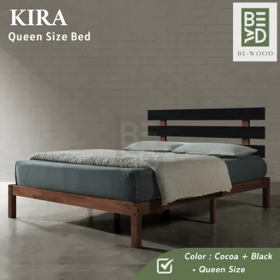 KIRA Queen Bed Frame Single Bed Frame Katil Kayu Queen Katil Single Queen Bed Single Bed (BE WOOD)