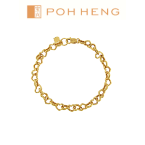 Poh Heng Jewellery 22K Heart Link Bracelet in Yellow Gold [Price By Weight]