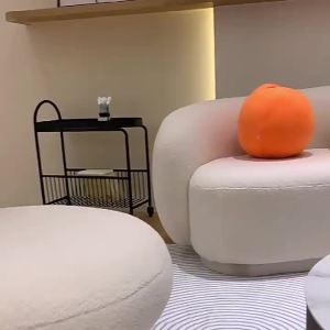 Nordic simple living room sofa small apartment lamb velvet light luxury cream style clothing store curved sofa