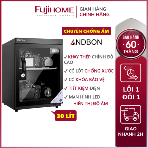 Tủ chống ẩm máy ảnh 30 lít Andbon AB-30C chính hãng Tủ hút ẩm đựng máy ảnh 30l hai ngăn có xốp chống nước tiết kiệm điện