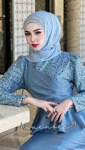 เดรสชุดอิสลาม มินนี่แต่งผ้ามุก แฟชั่นมุสลิม ชุดใส่รายอ ชุดนิกะห์ เจ้าสาวมุสลิม พร้อมส่งS M L XL 2XL