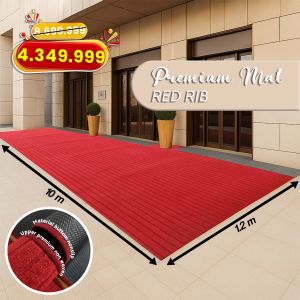 Keset Pintu Depan 10m x 12m Keset Kaki Outdoor Aesthetic Karpet Premium Tebal - PREMIUM MAT RED RIB
