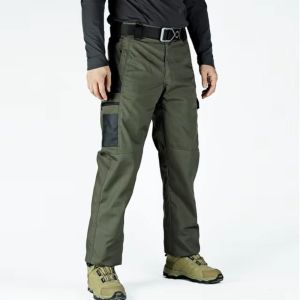 FUGUINIAO Men multi pocket work pants informal tactical pants outdoor straight pants spring and autumn durable pants