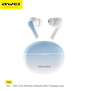 Awei T62 TWS Wireless Bluetooth Earphone Stereo Wireless 5.3 Earbuds 4 Mics Clear Calls HiFi Sound Noise Cancelling Sports & Waterproof High Quality Bluetooth Headphones Touch Control Noise Cancelling Gaming Headset Earpiece Local Warranty