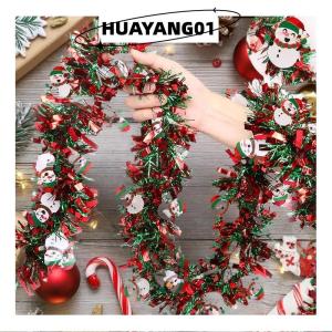 HUAYANG01 [HOT FASHION] ริบบิ้นดิ้นยาว2เมตรสำหรับตกแต่งงานปาร์ตี้ในบ้านต้นคริสต์มาสแบบทำมือริบบิ้นตกแต่งพวงหรีดซานตาคลอส