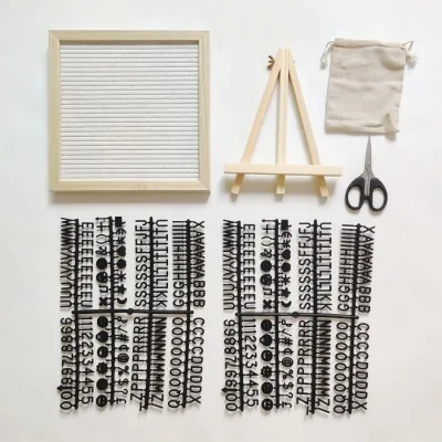 【SKIT SG】Felt Letter Notice Board Kit With 340 Changeable Lettering Emoji Symbols Tripod Stand Pine Wood Wooden Letters Message Board Birthday Gifts Wedding Party Christmas Decoration Alphabet Letter Board Sign Message Table Top Display Wooden Frame Like