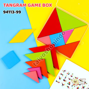 TAIYO Tangram Game Box Kayu Puzzle Block Shape Wood Asah Otak Blok Basic Montessori Edukasi Mainan