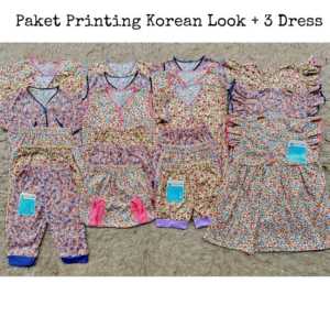 Paket perlengkapan Baju Bayi Baru lahir/Newborn motif printing korean Look