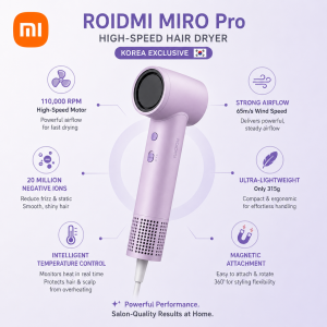 Máy Sấy Tóc ROIDMI MIRO Pro Phiên Bản Hàn Quốc 20 Triệu Ion Âm Siêu Nhẹ 316g Tặng Túi Cao Cấp