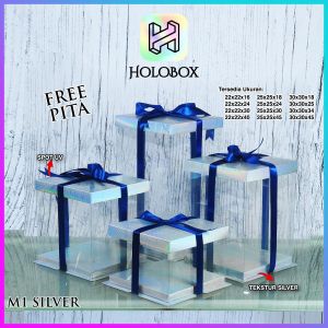 Cake Box Kotak Kue Mika Transparan Dus Hadiah - Tutup Hologram 25x25