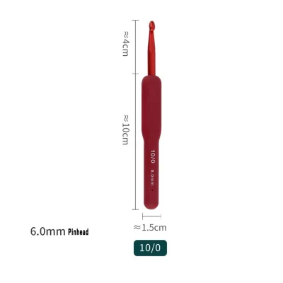 P045 เข็มถักโครเชต์ ตะขอ อลูมิเนียม สีแดง 2 3 4 5 6 มม. เข็มถัก ตะขอถัก หุ้มยาง สําหรับถักโครเชต์ SP