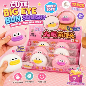 CuddleCove Big Eye Squishy Toy Cute Bun Soft Squeeze Slow Rising Stress Relief Fidget Toy for Kids Adults