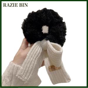 RAZIE BIN New Scrunchie Women Warm Hair Scrunchies Winter Knit Hair Ties Bow Hair Bands Plush Elastic Band Hair Accessories
