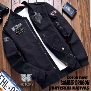 Jaket Bomber Pria Dewasa Keren Terbaru 2025 Bahan Kanvas Variasi Bordir Gaya Sporty Turing Motoran