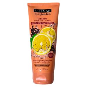 Freeman Clearing Sweet Tea & Lemon Peel-Off Clay Facial Mask Antioxidant Rich Skincare Treatment Protects Skin and Lightens Dark Spots Face Mask Combination Skin 175mL