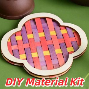 Brisa lanterns decoration Natural Wood Bamboo Coaster DIY Eco-Friendly Pre-cut Handmade Cup Mat Weaving Craft Kit Educational Woven Coaster Pack Parent-Child