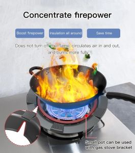 Universal Stainless Iron Gathering Fire Cover Energy Saving Windproof Heat Insulation Gas Stove Bracket Cover Wind Shield Ring Kitchen Accessories