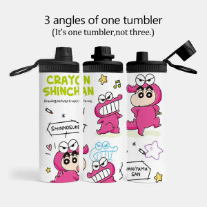 Crayon Shin Insulated Water Bottles Stainless Steel Wide Mouth Spout Lid 600ml Leakproof Double Wall Vacuum Insulated Sports Bottle Lightweight