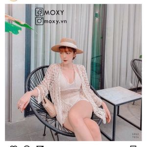 Set ren đi biển - set 3 món - bra vây cá mix ngọc + quần ren hoa sóng + choàng ren vỏ sò (có tách rời)