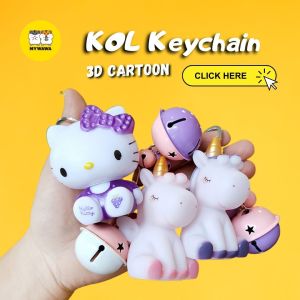 BearBrick KOL Cartoon 3D Hello Kitty Unicorn Figure Colorful Keychain Pendant for Car Bag Purse Birthday Present Small Gift 3D可爱锁匙圈 小熊钥匙圈