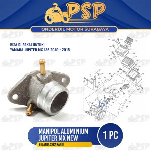 Manipol Aluminium Jupiter MX New - Manipul Manifold Intake Insulator Diral Karburator Yamaha MX New