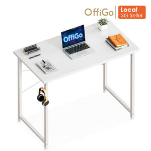 OffiGo 120CM/100CM/80CM Computer Desk with Headphone Holder Black Wooden Study Table for Home Office