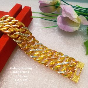 Gelang Xuping Dua Susun Warna Combinasi / Gelang Dubai Lebar 25 MM AAGX1237