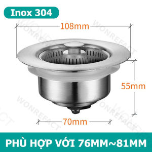 Bộ Lõi Nảy Thoát Nước Bồn Rửa Chén Inox 304 Cao Cấp - Nắp Giỏ Lọc Rác Chống Nghẹt Ngăn Mùi Hôi Hiệu Quả Cho Bồn Rửa Bát Nhà Bếp (Kèm Gioăng Đệm Kín Nước) Thiết Kế Đa Năng Nhấn Để Xả Đọng Nước Dễ Dàng Tháo Lắp Vệ Sinh Thay Thế Hoàn Hảo Cho Bồn Cũ 110mm