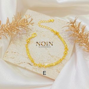 Noin Gelang Tangan Lapis Emas Macam Model Bambu Warna 24 Karat Aksesoris Cewe