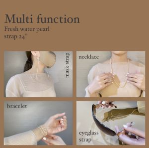 ES003PK - 24” [เซตเต้ โมด้า]⁠⁠ สายคล้องหน้ากาก / สายคล้องแมส / สายคล้องแว่นตา / สร้อยคอมุก ผลิตจากมุกน้ำจืดแท้ 100% ความยาว 24"