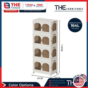THE L47-70cm (1-5 Layers) 2 Doors 4 Sides Opening Stackable Foldable Storage Cabinet Storage Box