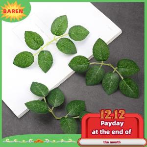 BAREN 10/30/50pcs กุหลาบใบเทียมสีเขียวกุหลาบปลอมใบ DIY CRAFT