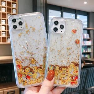 Cute Expression Quicksand Phone Case for IPhone 16 14 15 17 PRO MAX Gold Sands Liquid Cover Girls Gift Fundas Hard Shields Clear