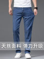 Ice silk men's jeans in summer thin loose stretch Tencel casual pants 2023 new business straight pants. 