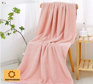 Keep Working Japanese-style Bath Towel Large Thick Coral Fleece Super Absorbent Quick-drying Household 70x140cm Microfiber