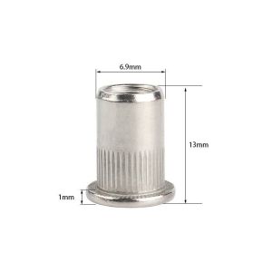 100pcs M5 M6 Rivet Nut Stainless Steel Flat Head Threaded Rivet Insert Nut Rivets Screw