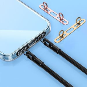 GURUNGMANI Ultra-thin Phone Lanyard Tab Stainless Steel Double Buckle Gasket Mobile Phone Lanyard Patch Durable Anti-fall Strap Fixed Gasket for Mobile Phone