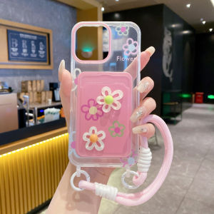 3D Color Pollen Color Card Pack Phone Case for iPhone 11 12 13 14 15 16 17 Pro Max Plus 17Air 16E Casing Hanging Rope TPU Anti-Fall Soft Cover for iPhone 13 Case