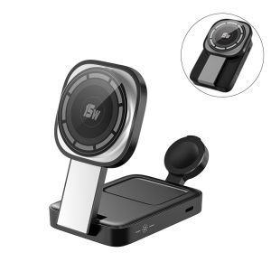 3 In 1 Magnetic Wireless Charger Stand Foldable Fast Charging Station For Magsafe iPhone 16 15 14 Apple Watch 2-8 Airpods Pro