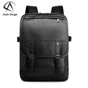 Ando Design Hight Quality Pu Leather Backpack for Man Fashion Casual Big Capacity Shoulder Bag Cross Body Bag for Men Multifunction Laptop Cases