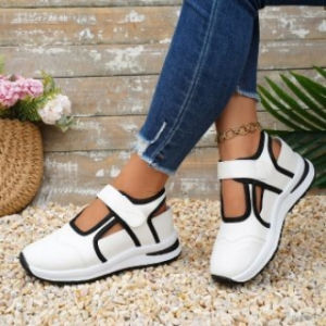 [Free Shipping] 43 Large Size Sandals For Women 2026 Summer New Collection Wedge Heel With Velcro Straps Thick-Soled Sporty And Casual WomenS Shoes