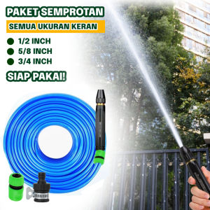 AMINI Paketan Selang Air 1/2 Inch 10 Meter Sampai 30 Meter Selang Elastis DOP Selang Air Cuci Motor Cuci Mobil Siram Tanaman Dengan Watergun Jet Spray Lurus Selang Kebun
