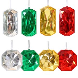 DIVATEN Faceted Christmas Tree Ornament Plastic Transparent Faceted Tree Ornament Diamond Shape Diamond Hanging Pendant Christmas Tree Decor