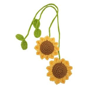 2Pcs Hướng Dương Crochet gương ô tô Phụ kiện treo Handmade gương ô tô Mặt Dây Chuyền Cho Cá Nhân Xe Decors