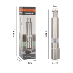 【SG】Stainless Steel Pepper Grinder and Spices Mill Manual Metal Set with Thumb Push Button for Kitchen Home