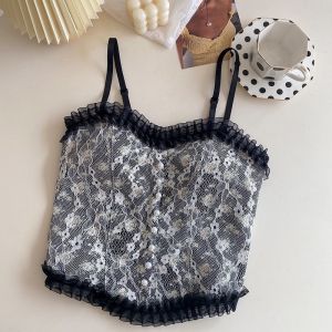Core Lace Printed Bra Vest Outside Wear Chest Pad Inner Beautiful Back Sling Gathering Girls