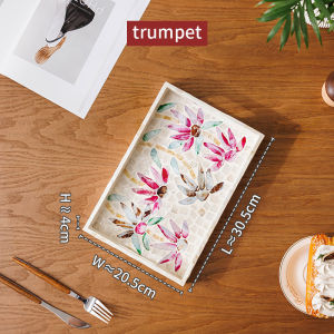 ถาดเปลือกหอยความคิดสร้างสรรค์ถาดผลไม้แม่บ้านวัสดุสี่เหลี่ยมมุมฉากการจัดเก็บจานรองน้ำหนักเบา และการจัดระเบียบจานวางขนมปังถ้วยชา