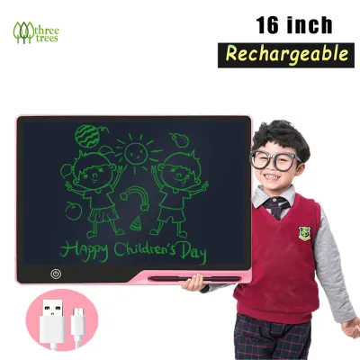 threetrees 16 Inches LCD Drawing Tablet Rechargeable Colorful Screen Drawing & Sketching Pad Drawing Board Doodle and Scribbler Boards for Toddler Kids Childrens Day Gift Toys for 3 - 12 Year Old Kids Boys Girls