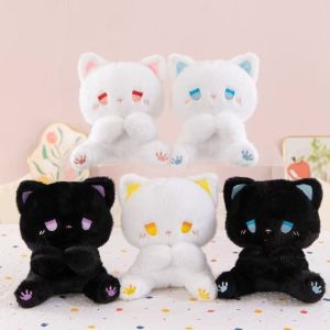 Cute Bear Plush Toy Emo Sad Fluffy White Black Kitten Soft Animal Stuffed Doll Cute Sleep Toys Birthday Valentines Day Gift