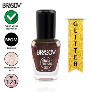 BRASOV Kutek Cat Kuku Glitter 8 ML Kutek Glitter Nail Polish Glitter BPOM SGL01-XX-CT 117-128